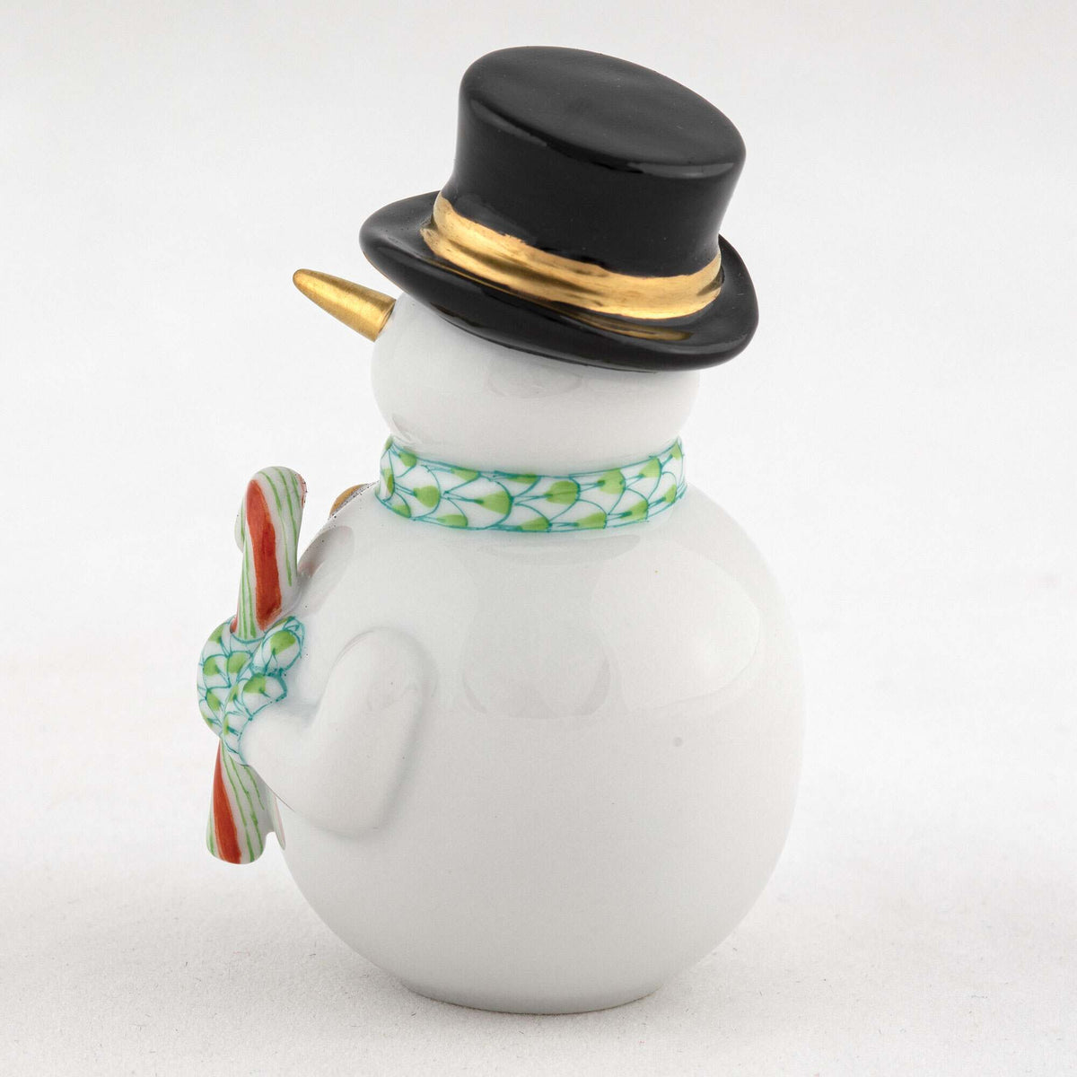 Herend Candy Cane Snowman Figurine – Key Lime, alternate view