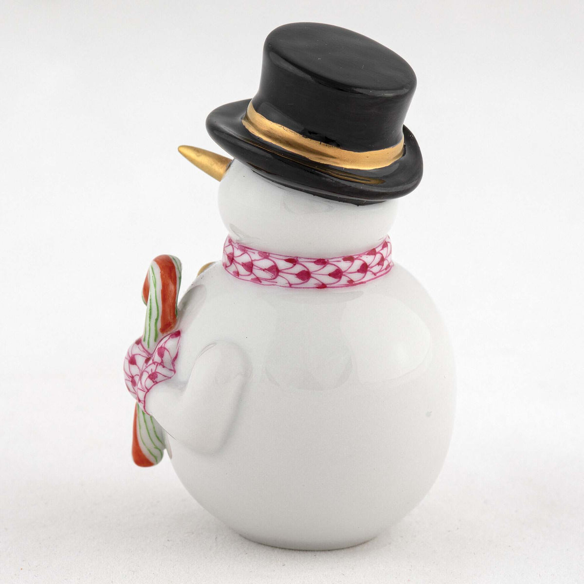 Herend Candy Cane Snowman Figurine – Raspberry, alternate view