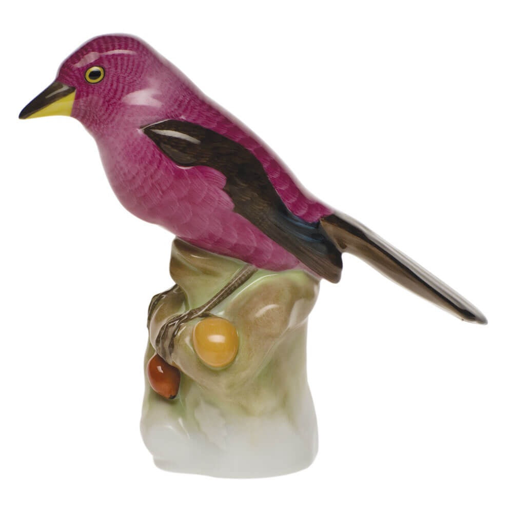 Hand-painted Herend Cardinal Figurine in fine porcelain, 4.5in H, on a white background