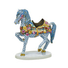 Hand-painted Herend Carousel Horse Figurine in fine porcelain, 3.5in L X 6.75in W X 6.75in H, on a white background