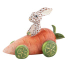 Carrot Car Bunny Figurine in hand-painted Chocolate porcelain by Herend of Hungary