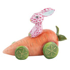 Raspberry fishnet Carrot Car Bunny Figurine figurine, hand-painted Herend porcelain with 24k gold accents