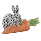 Hand-painted Herend Carrot Love Figurine in Black fishnet porcelain on a white background