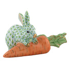Hand-painted Herend Carrot Love Figurine in Key Lime fishnet porcelain on a white background