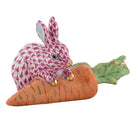 Hand-painted Herend Carrot Love Figurine in Raspberry fishnet porcelain on a white background
