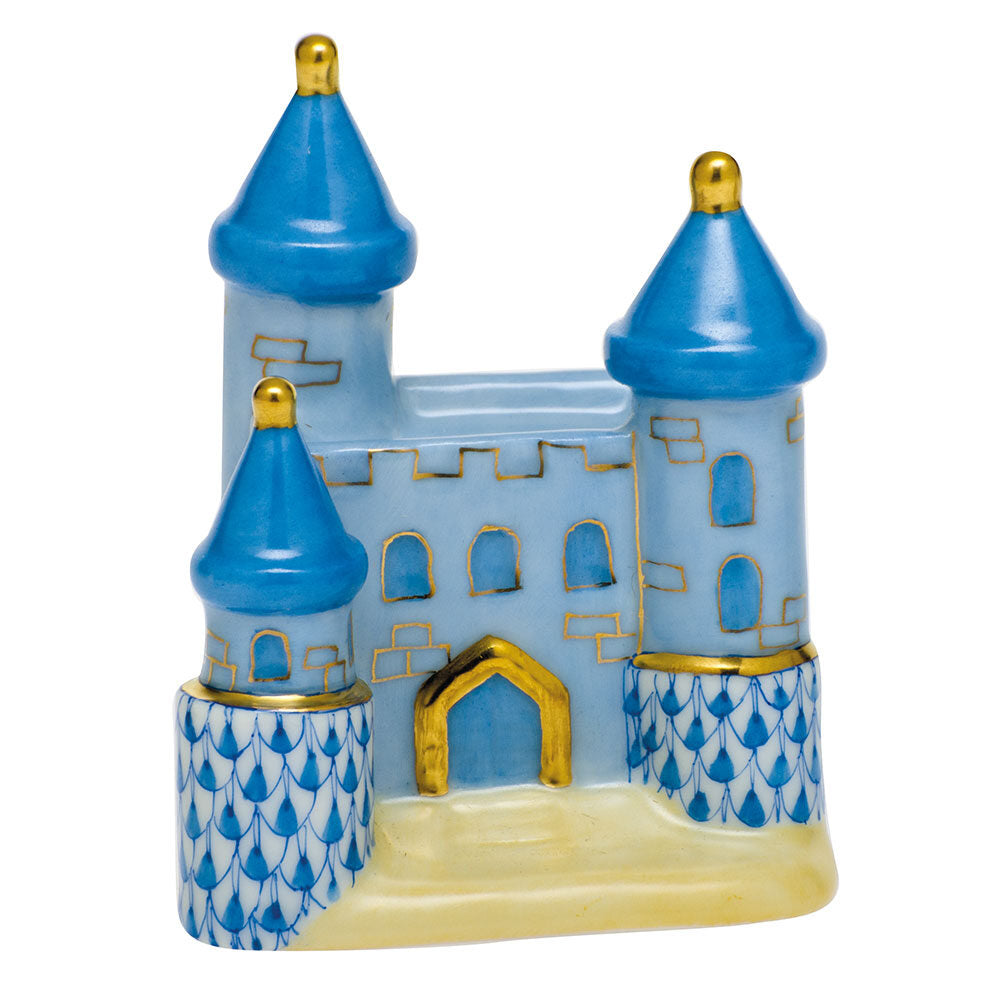 Castle Figurine in hand-painted Blue porcelain by Herend of Hungary