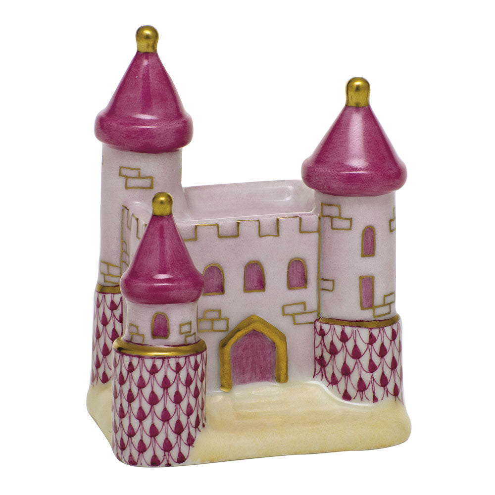 Raspberry fishnet Castle Figurine figurine, hand-painted Herend porcelain with 24k gold accents