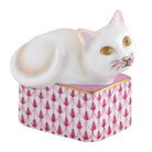 Herend Cat In Box in Raspberry