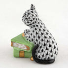 Herend Cat on Books Figurine – Black, alternate view