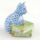 Herend Cat on Books Figurine – Blue, alternate view