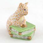 Herend Cat on Books Figurine – Butterscotch, alternate view