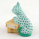 Herend Cat on Books Figurine – Green, alternate view