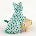 Herend Cat on Books Figurine – Green, alternate view