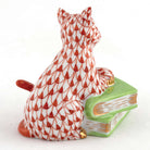 Herend Cat on Books Figurine – Rust, alternate view