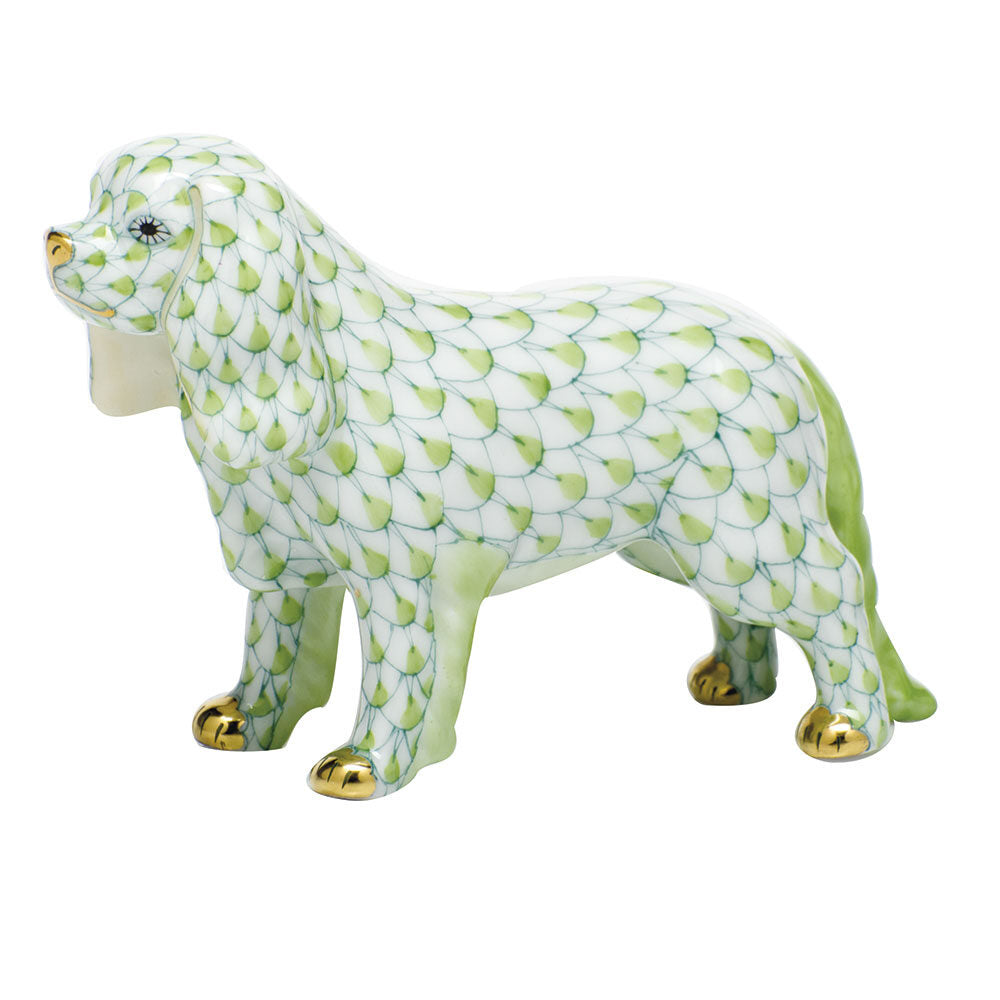 Key Lime fishnet Cavalier King Charles Spaniel Figurine figurine, hand-painted Herend porcelain with 24k gold accents