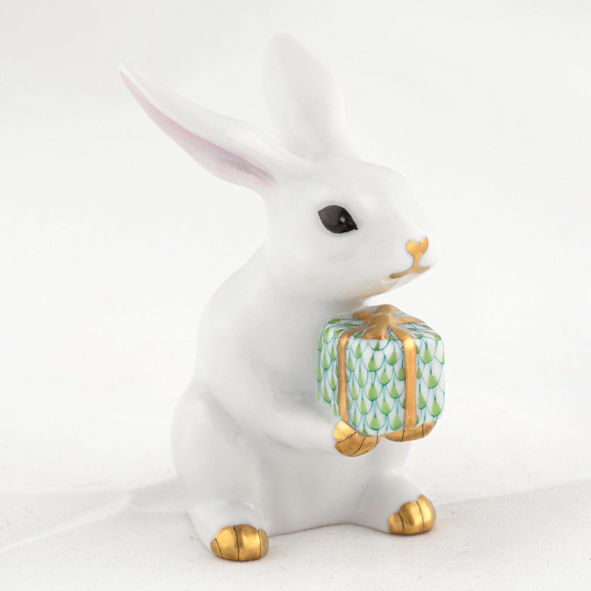 Herend Celebration Bunny Figurine – White-Key Lime, alternate view