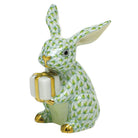 Key Lime fishnet Celebration Bunny Figurine figurine, hand-painted Herend porcelain with 24k gold accents