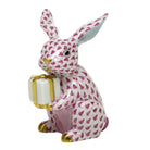 Celebration Bunny Figurine in hand-painted Raspberry porcelain by Herend of Hungary