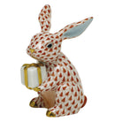 Celebration Bunny Figurine in hand-painted Rust porcelain by Herend of Hungary