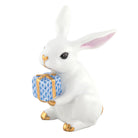 Herend Celebration Bunny Figurine porcelain figurine painted in the White-Blue fishnet pattern