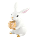 Hand-painted Herend Celebration Bunny Figurine in White-Butterscotch fishnet porcelain on a white background