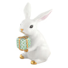 White-Key Lime fishnet Celebration Bunny Figurine figurine, hand-painted Herend porcelain with 24k gold accents