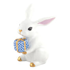 Herend Celebration Bunny Figurine porcelain figurine painted in the White-Sapphire fishnet pattern