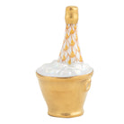 Hand-painted Herend Champagne Bucket Figurine in Butterscotch fishnet porcelain on a white background