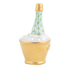 Hand-painted Herend Champagne Bucket Figurine in Key Lime fishnet porcelain on a white background