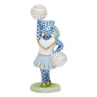 Blue fishnet Cheerleader Bunny Figurine figurine, hand-painted Herend porcelain with 24k gold accents