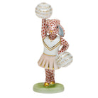 Hand-painted Herend Cheerleader Bunny Figurine in Rust fishnet porcelain on a white background