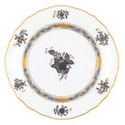 Hand-painted Herend Chinese Bouquet Black Bread and Butter Plate in fine porcelain, 6in D, on a white background