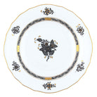 Hand-painted Herend Chinese Bouquet Black Dessert Plate in fine porcelain, 8.25in D, on a white background
