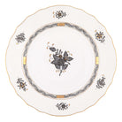 Hand-painted Herend Chinese Bouquet Black Dinner Plate in fine porcelain, 10.5in D, on a white background