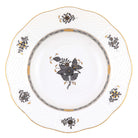 Hand-painted Herend Chinese Bouquet Black Rim Soup Plate Soup Plates & Rimmed Soup Bowl in fine porcelain, 8in D, on a white background