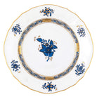 Hand-painted Herend Chinese Bouquet Black Sapphire Bread and Butter Plate in fine porcelain, 6in D, on a white background