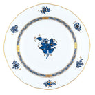 Hand-painted Herend Chinese Bouquet Black Sapphire Dessert Plate in fine porcelain, 8.25in D, on a white background