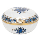 Hand-painted Herend Chinese Bouquet Black Sapphire Ring Box in fine porcelain, 2.75in D, on a white background