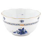 Hand-painted Herend Chinese Bouquet Black Sapphire Round Bowl in fine porcelain, (3.5 PT) 7.5in D, on a white background