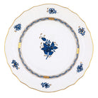 Hand-painted Herend Chinese Bouquet Black Sapphire Service Plate in fine porcelain, 11in D, on a white background