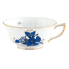 Hand-painted Herend Chinese Bouquet Black Sapphire Tea Cup Cup & Saucer Set in fine porcelain, on a white background