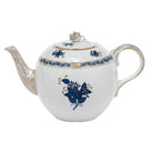 Hand-painted Herend Chinese Bouquet Black Sapphire Tea Pot with Rose Teapot in fine porcelain, (36 OZ) 5.5in H, on a white background