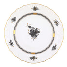 Hand-painted Herend Chinese Bouquet Black Service Plate in fine porcelain, 11in D, on a white background