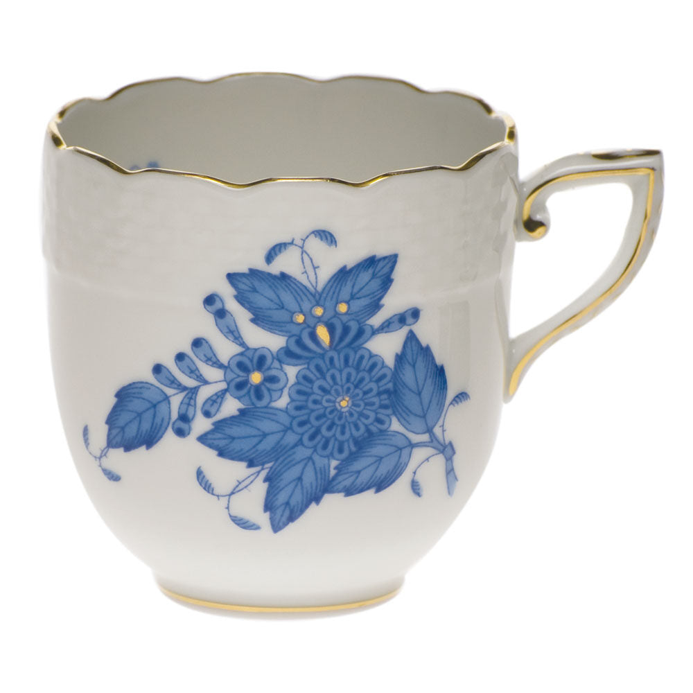 Hand-painted Herend Chinese Bouquet Blue After Dinner Cup in fine porcelain, on a white background