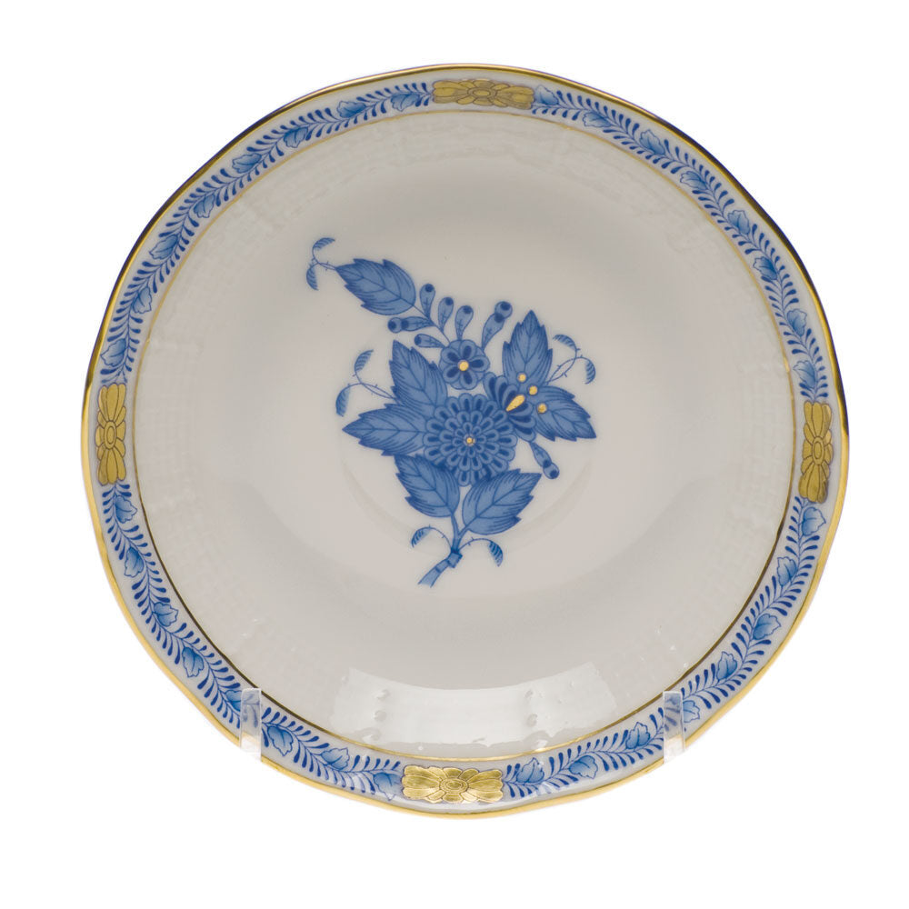 Hand-painted Herend Chinese Bouquet Blue After Dinner Saucer in fine porcelain, 4.5in D, on a white background