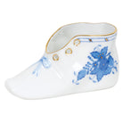 Hand-painted Herend Chinese Bouquet Blue Baby Shoe Baby Keepsake in fine porcelain, 4.5in L X 2.75in H, on a white background