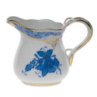 Hand-painted Herend Chinese Bouquet Blue Creamer in fine porcelain, (6 OZ) 3.5in H, on a white background
