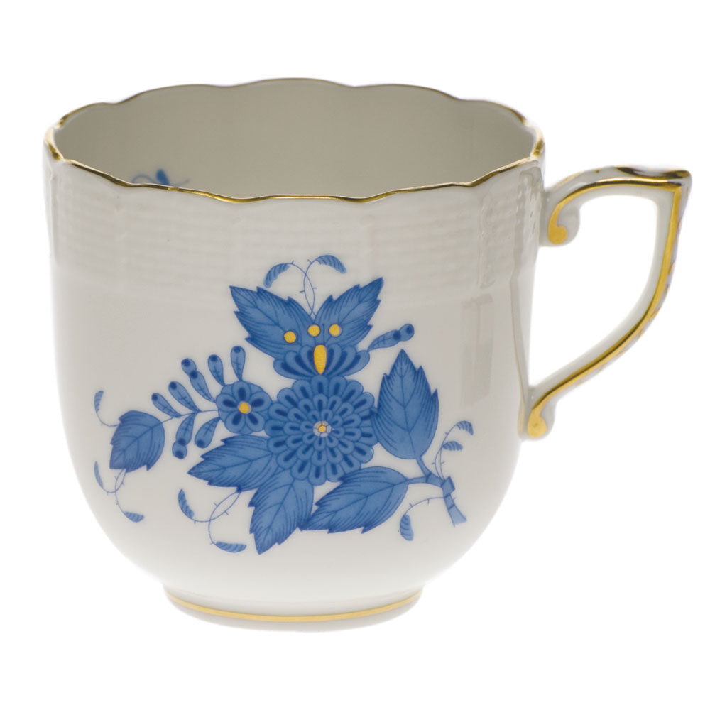 Hand-painted Herend Chinese Bouquet Blue Mocha Cup in fine porcelain, on a white background