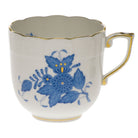 Hand-painted Herend Chinese Bouquet Blue Mocha Cup in fine porcelain, on a white background