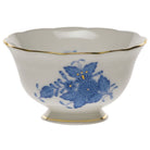 Hand-painted Herend Chinese Bouquet Blue Open Sugar Bowl in fine porcelain, 3in D X 1.5in H, on a white background